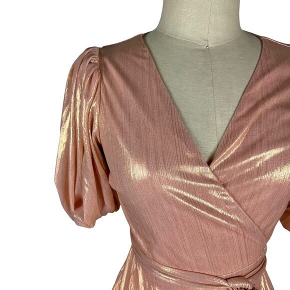 YUMI KIM Francine Pink Gold Sparkly Midi Dress Women's Size Small NWT Glam - Picture 2 of 11